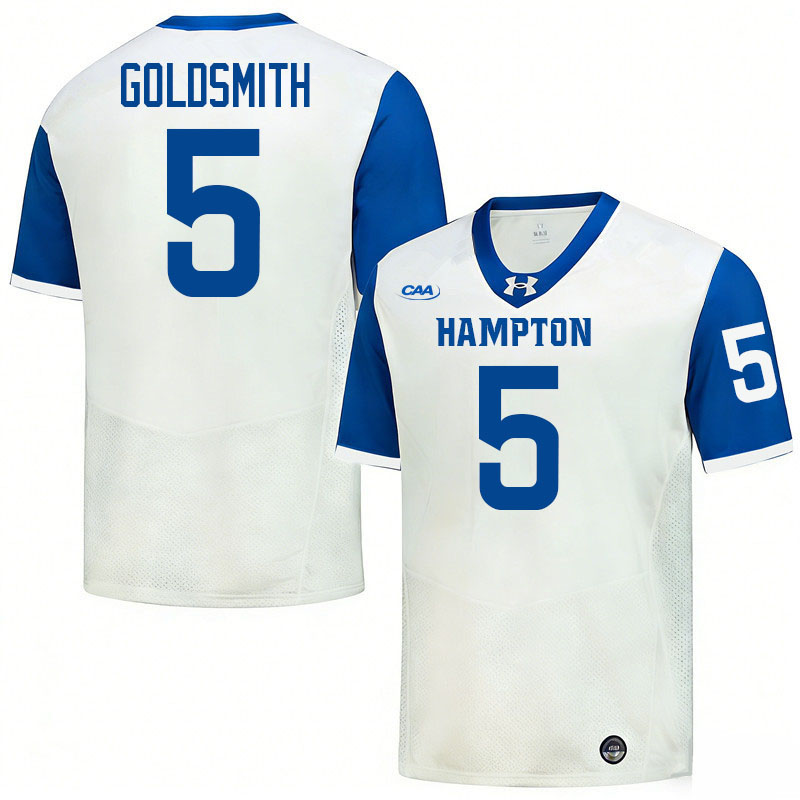 Hampton Pirates #5 Gracen Goldsmith College Football Jerseys,Uniforms-White